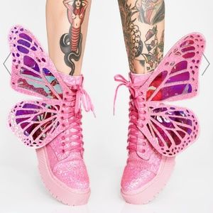 Dolls Kill Limited Edition Club Exx Metamorphosis Butterfly Boots in Bubblegum